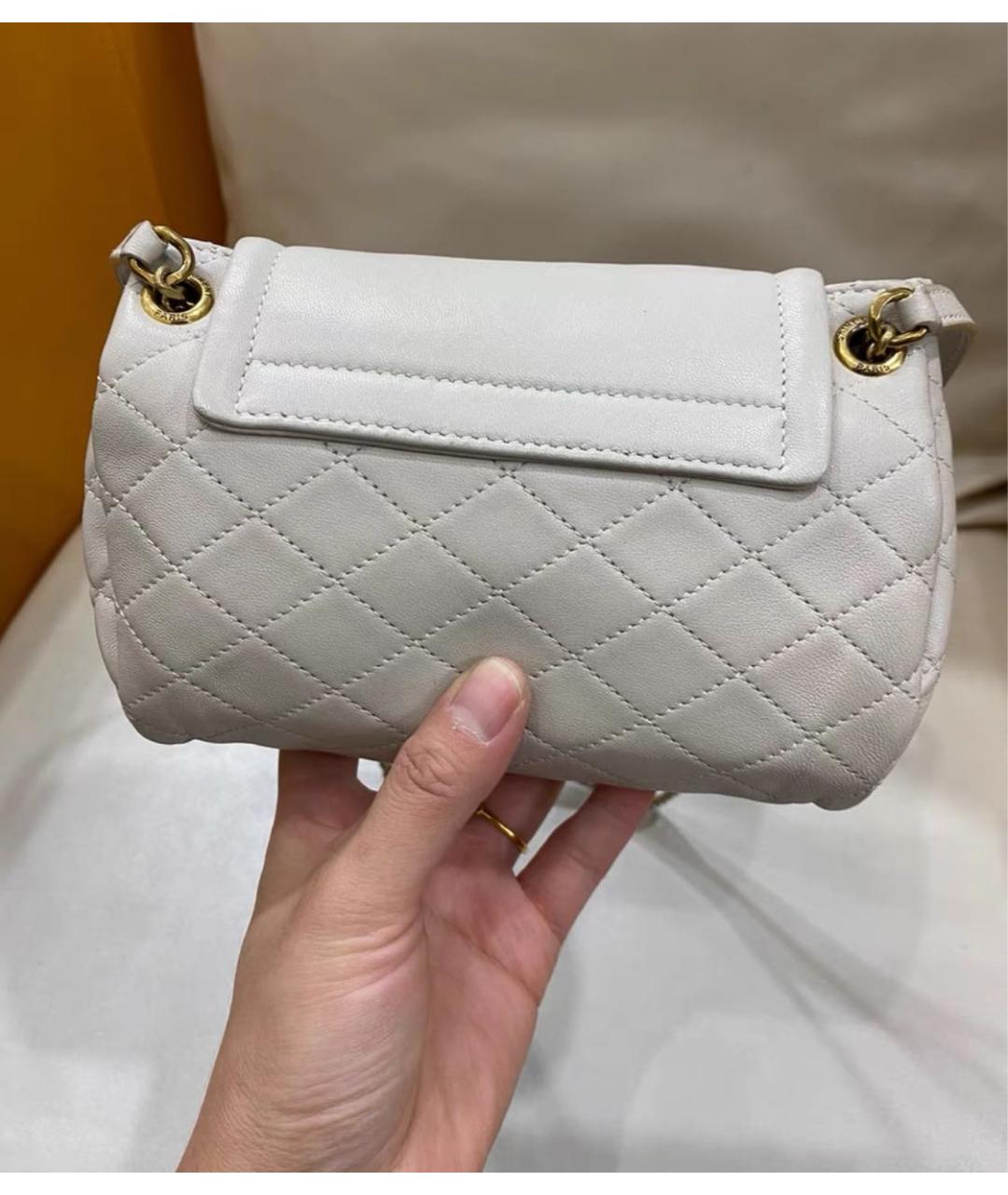 SAINT LAURENT Белая кожаная сумка через плечо, фото 5