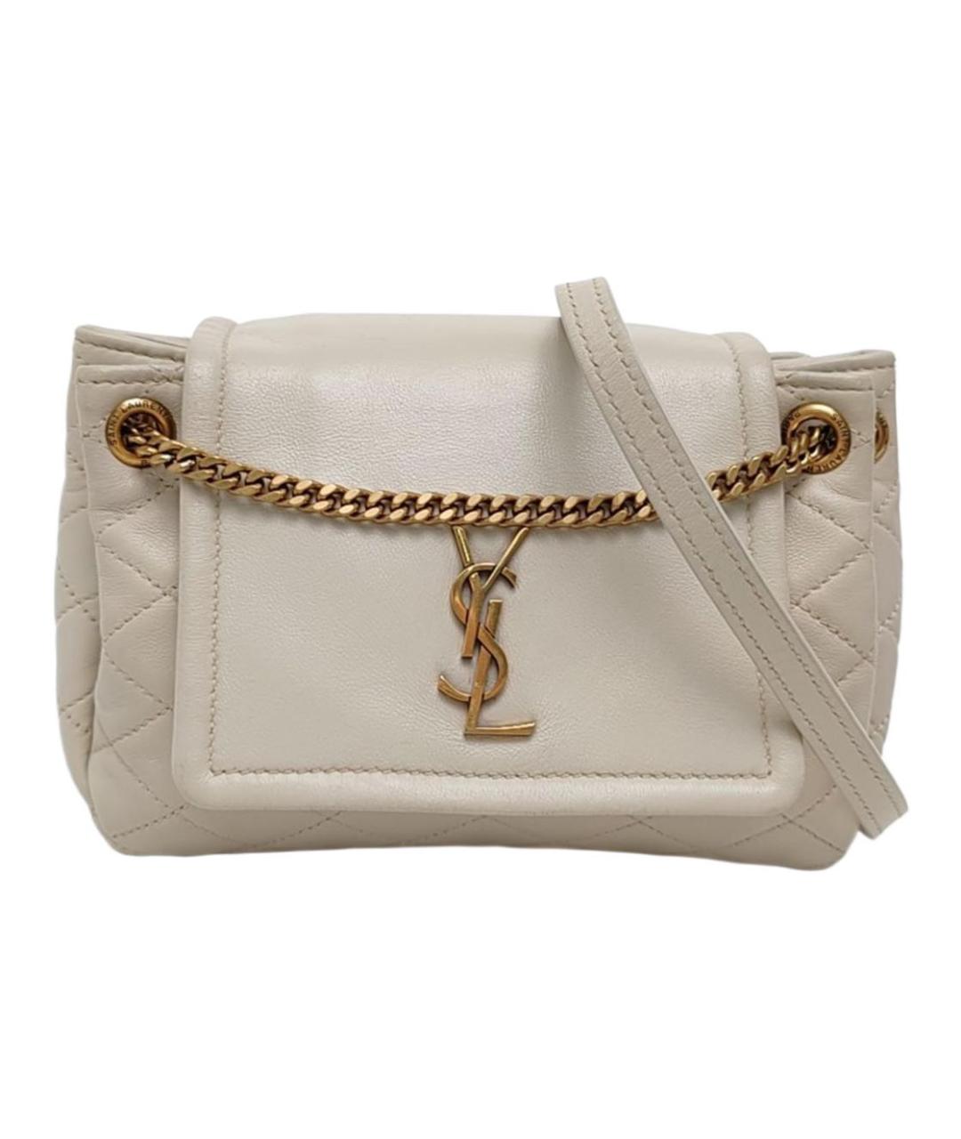 SAINT LAURENT Белая кожаная сумка через плечо, фото 1