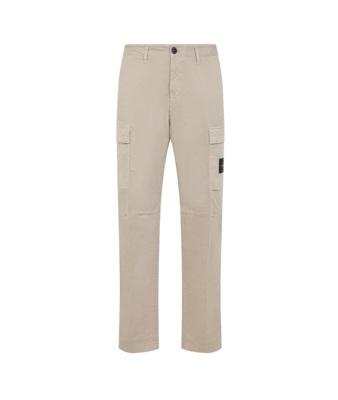 STONE ISLAND Бежевые хлопковые повседневные брюки, фото 1