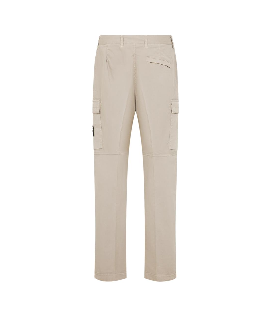 STONE ISLAND Бежевые хлопковые повседневные брюки, фото 2
