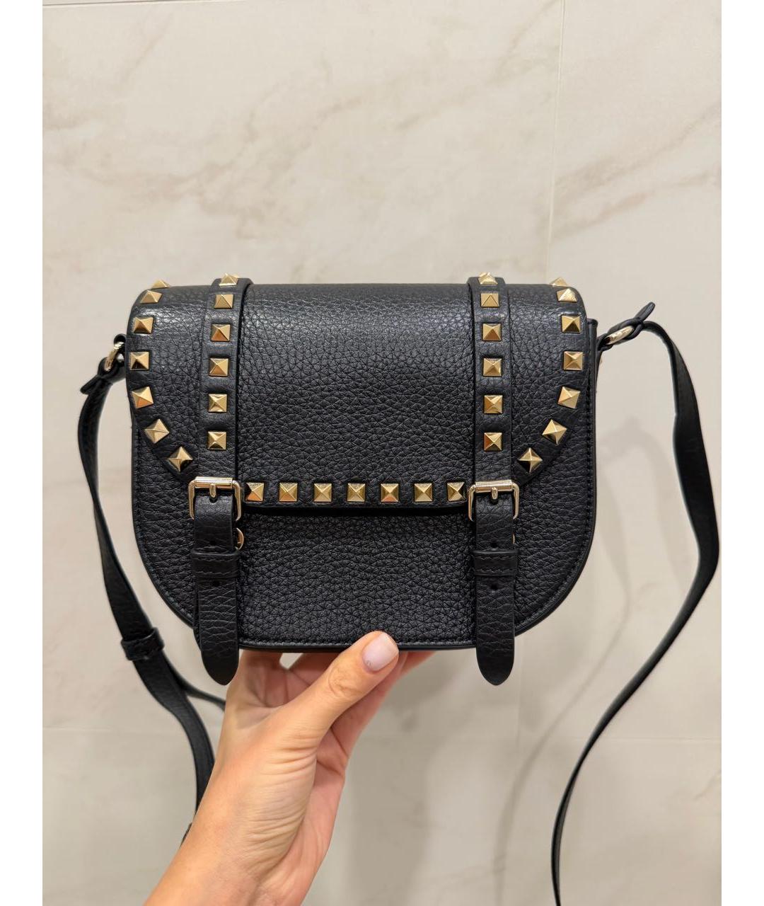 VALENTINO Черная кожаная сумка через плечо, фото 6