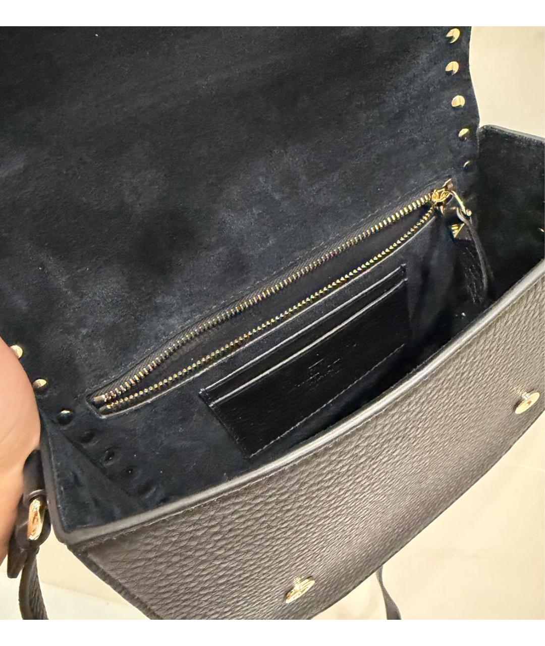 VALENTINO Черная кожаная сумка через плечо, фото 4