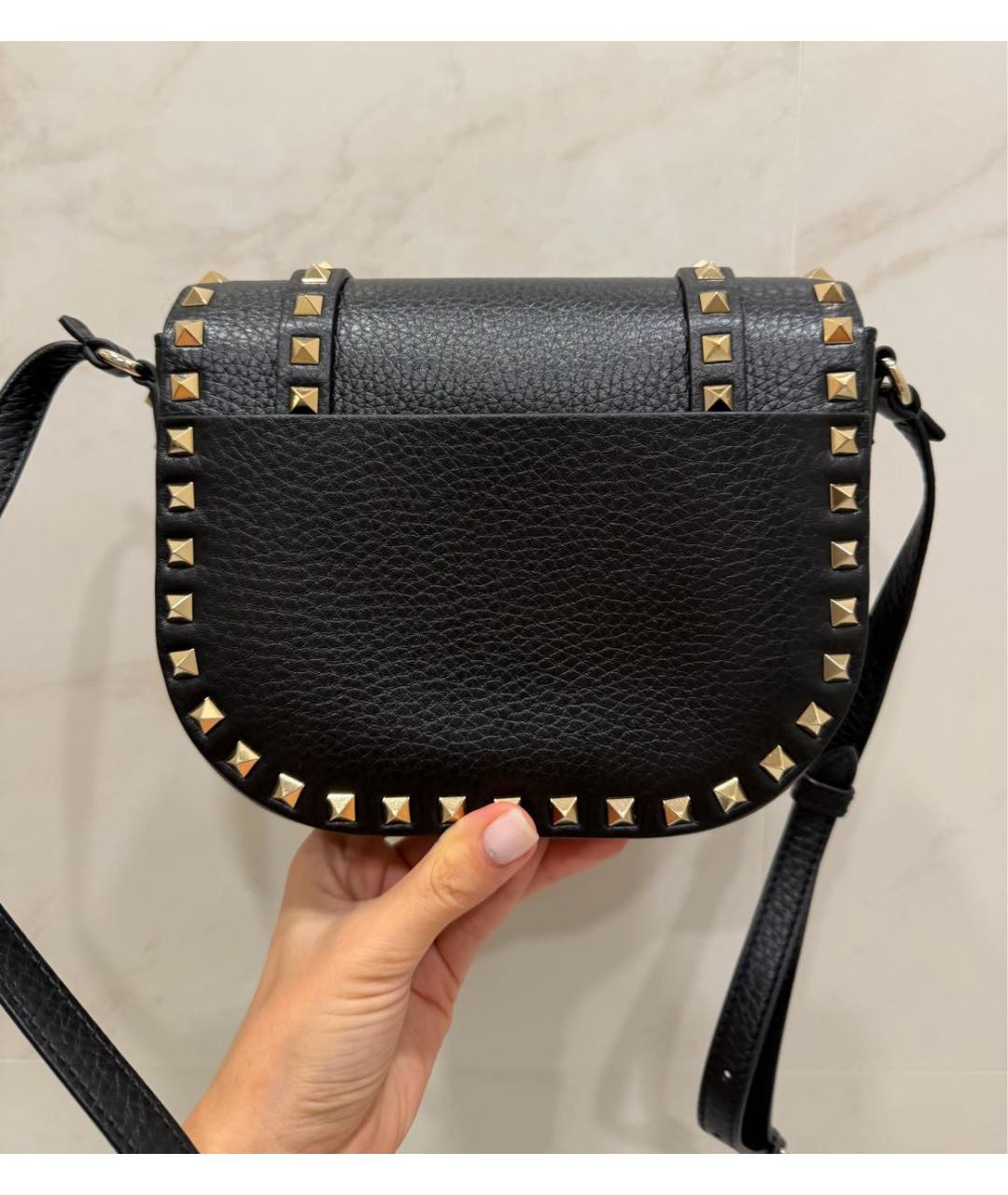 VALENTINO Черная кожаная сумка через плечо, фото 3
