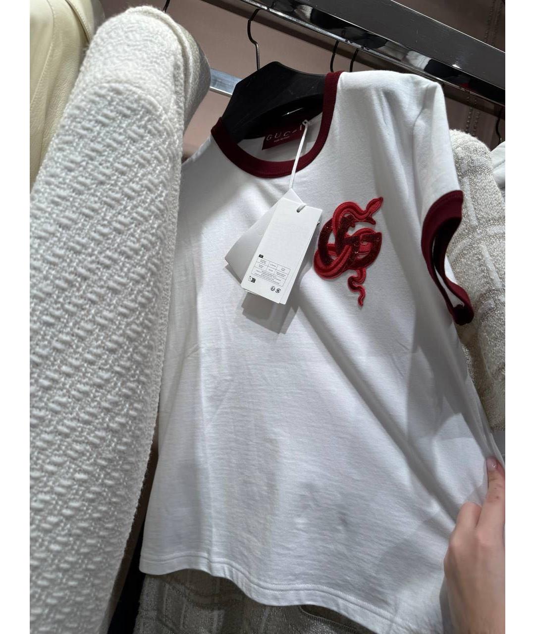 GUCCI Белая хлопковая футболка, фото 5