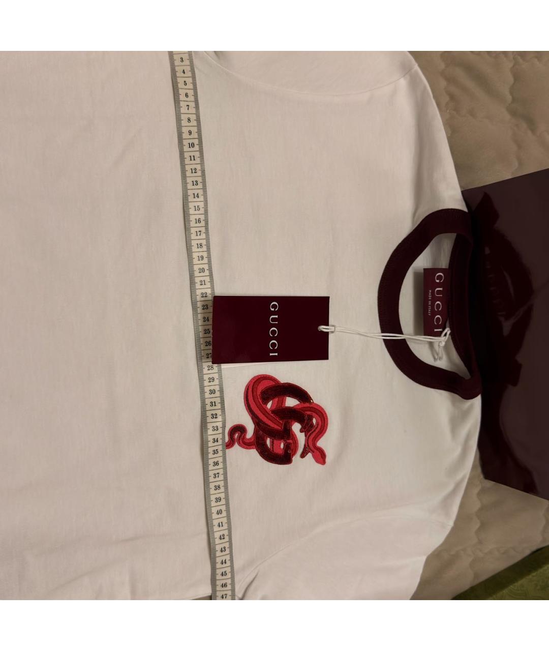 GUCCI Белая хлопковая футболка, фото 2