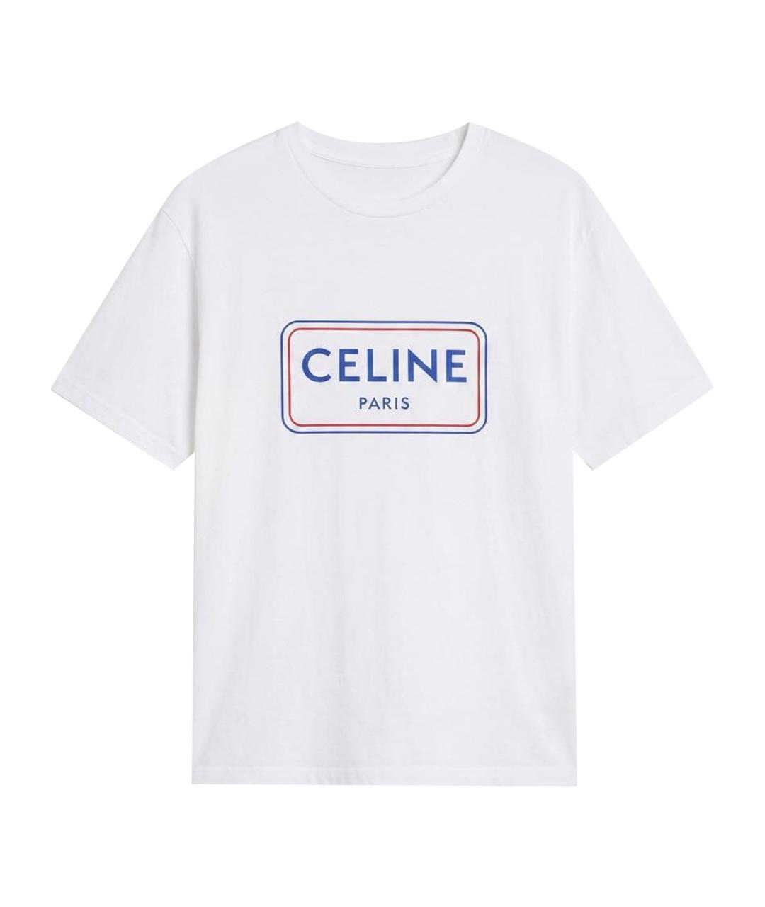 CELINE Белая хлопко-эластановая футболка, фото 1