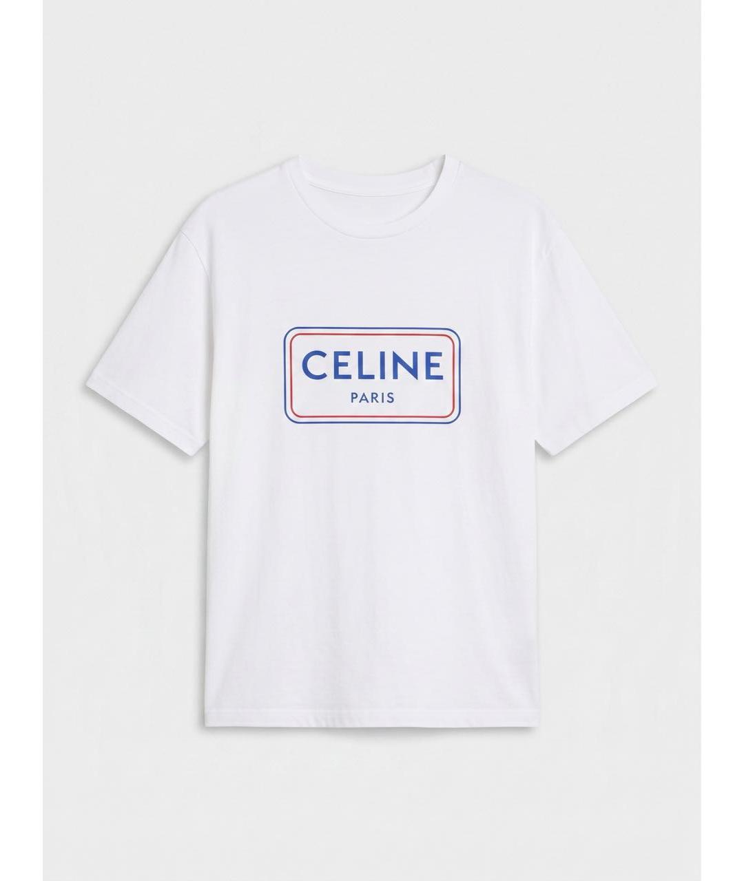 CELINE Белая хлопко-эластановая футболка, фото 3