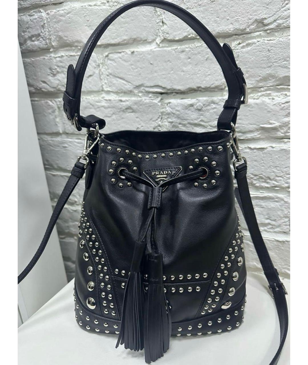 PRADA Черная кожаная сумка тоут, фото 7