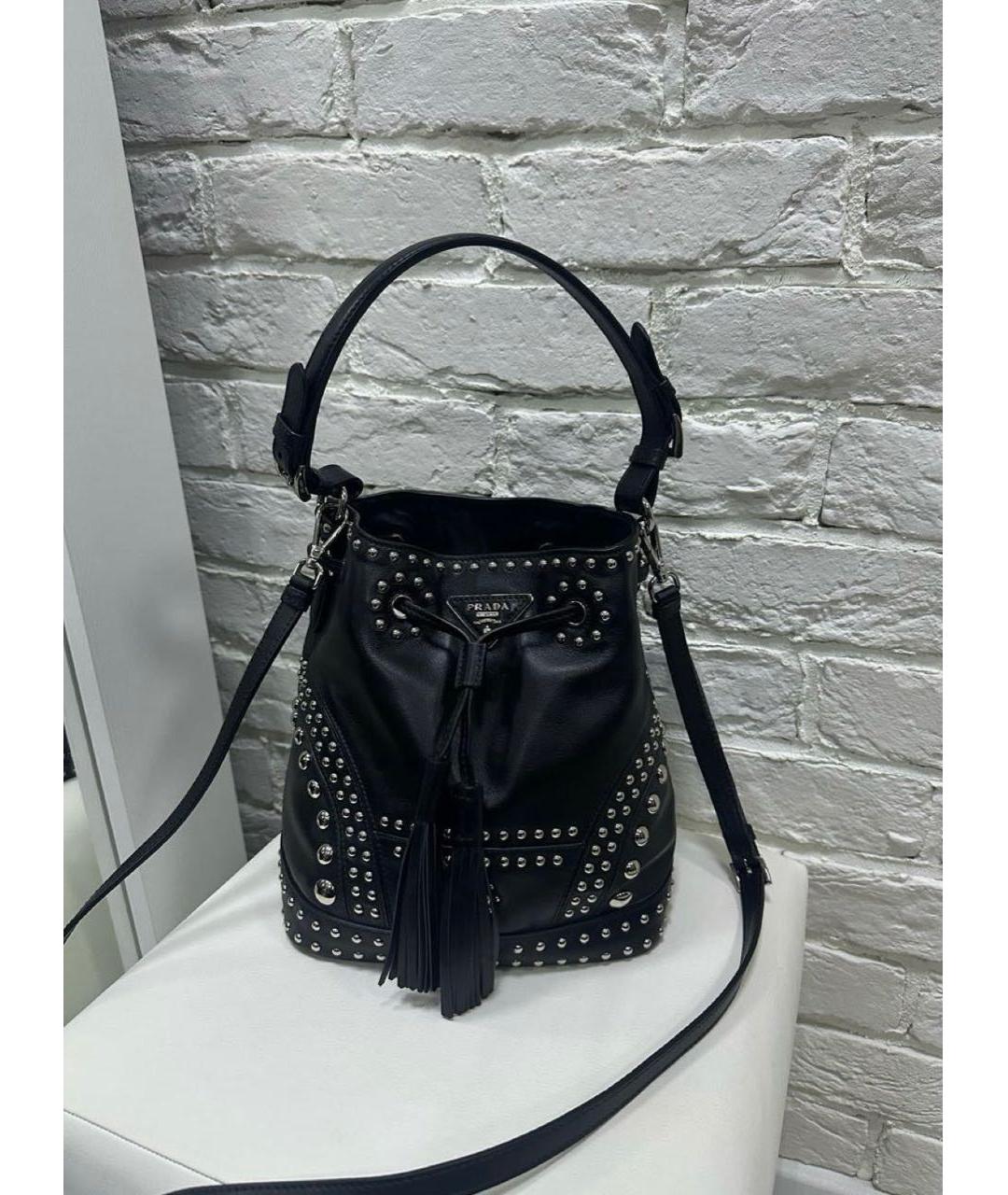 PRADA Черная кожаная сумка тоут, фото 2