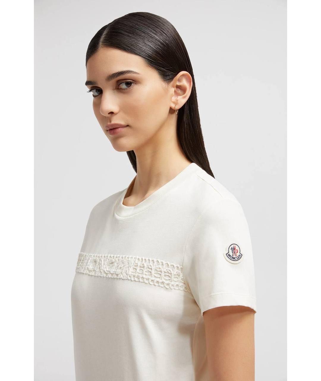 MONCLER Белая хлопковая футболка, фото 3