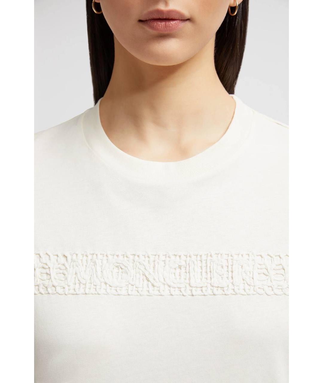 MONCLER Белая хлопковая футболка, фото 4