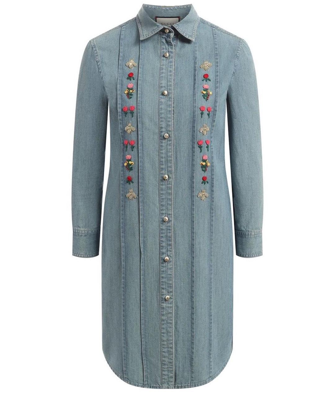 GUCCI Синее хлопковое повседневное платье, фото 1