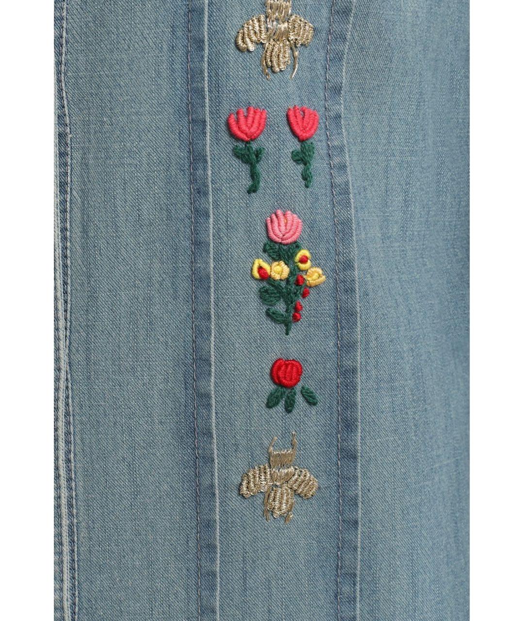 GUCCI Синее хлопковое повседневное платье, фото 4