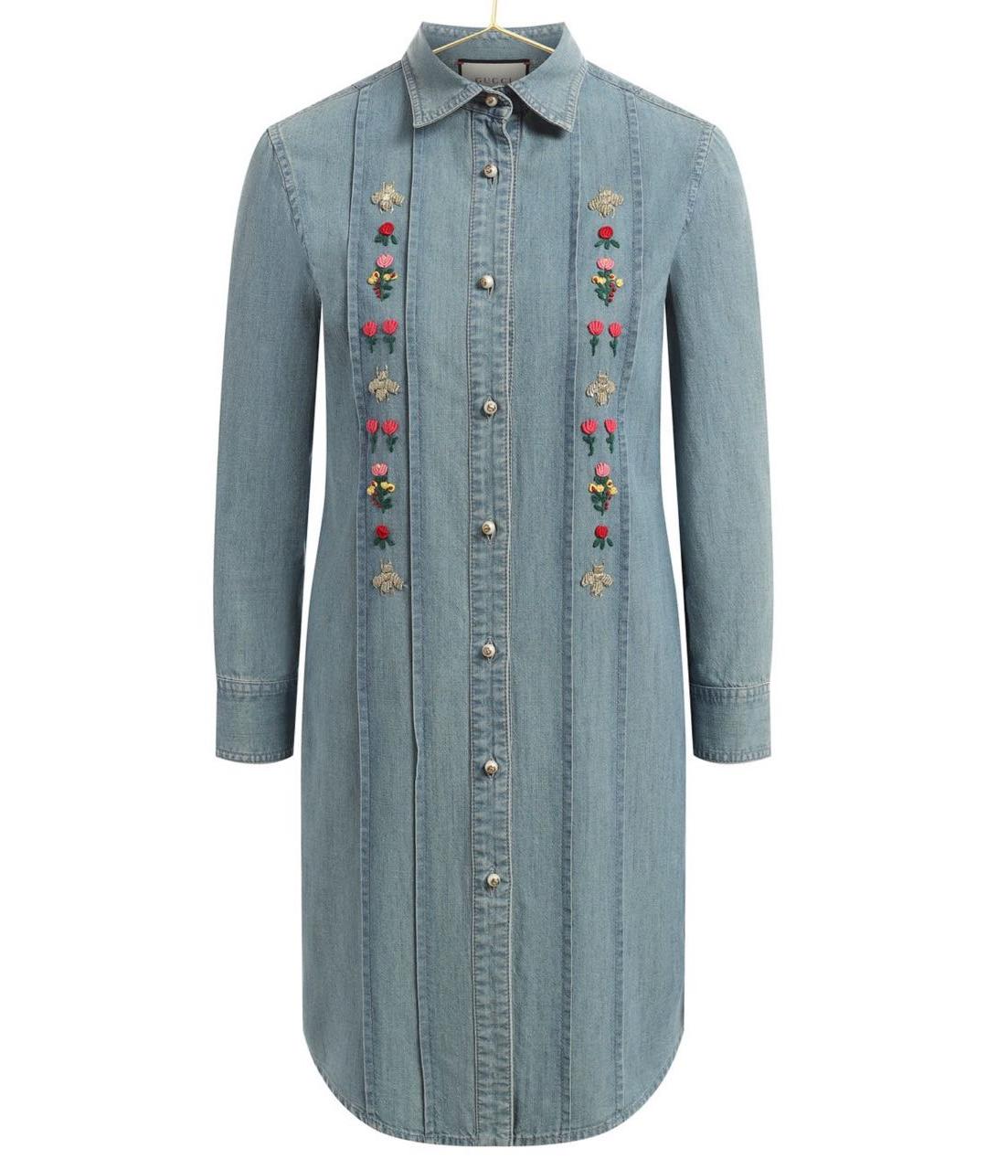 GUCCI Синее хлопковое повседневное платье, фото 5