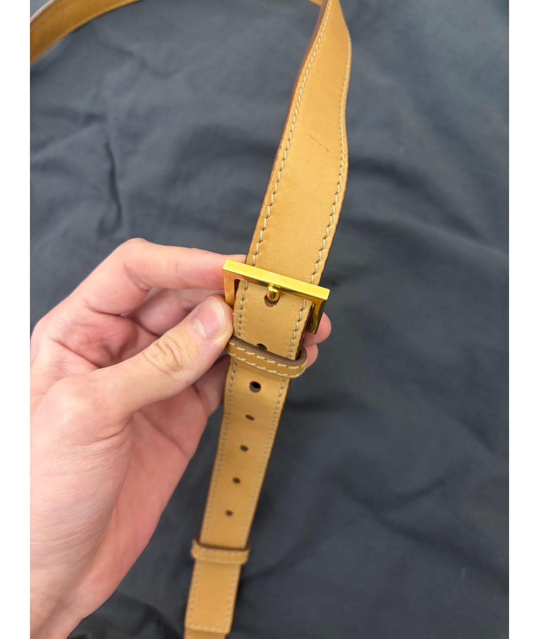 SAINT LAURENT Бежевая кожаная сумка через плечо, фото 7