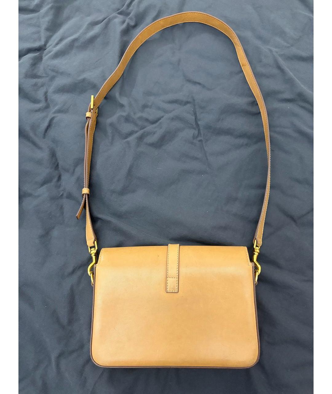 SAINT LAURENT Бежевая кожаная сумка через плечо, фото 3