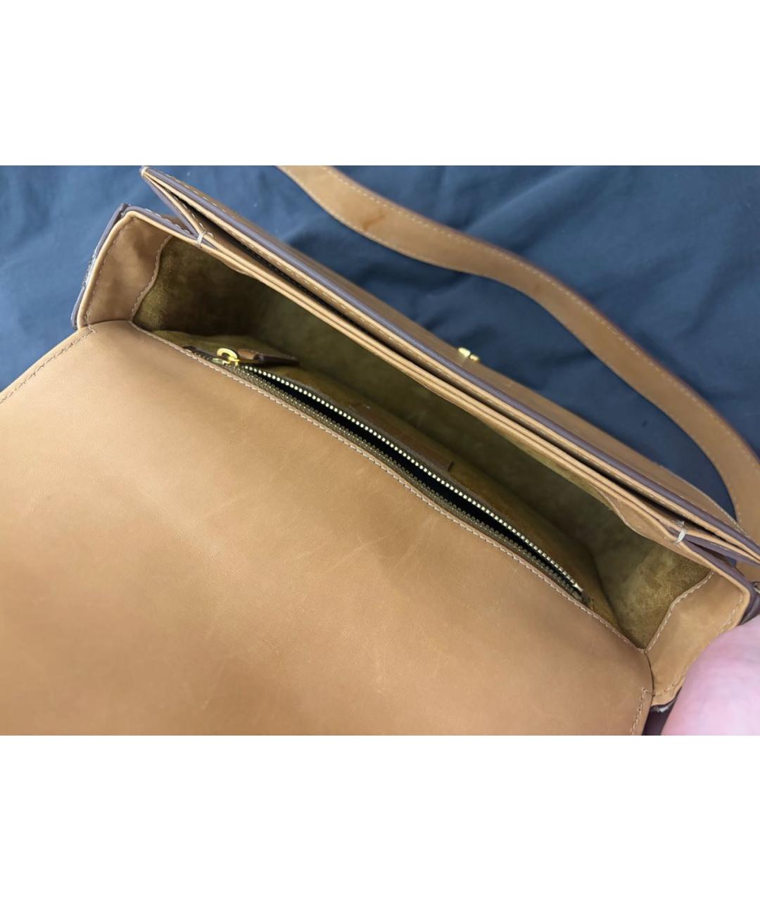 SAINT LAURENT Бежевая кожаная сумка через плечо, фото 4