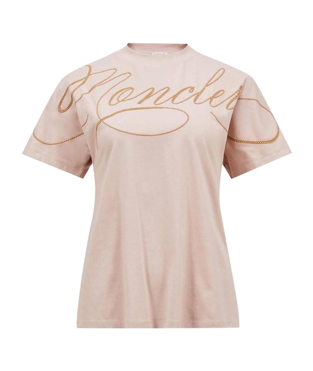 MONCLER Розовая хлопковая футболка, фото 1