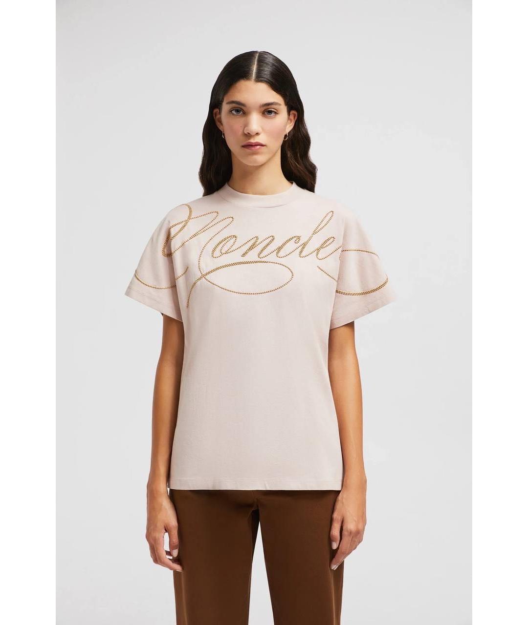 MONCLER Розовая хлопковая футболка, фото 3