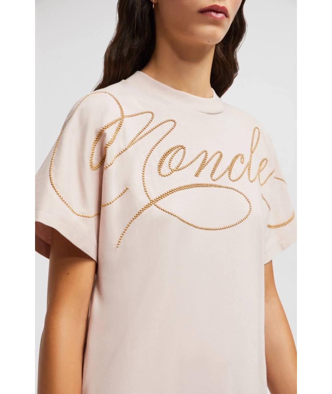 MONCLER Розовая хлопковая футболка, фото 5