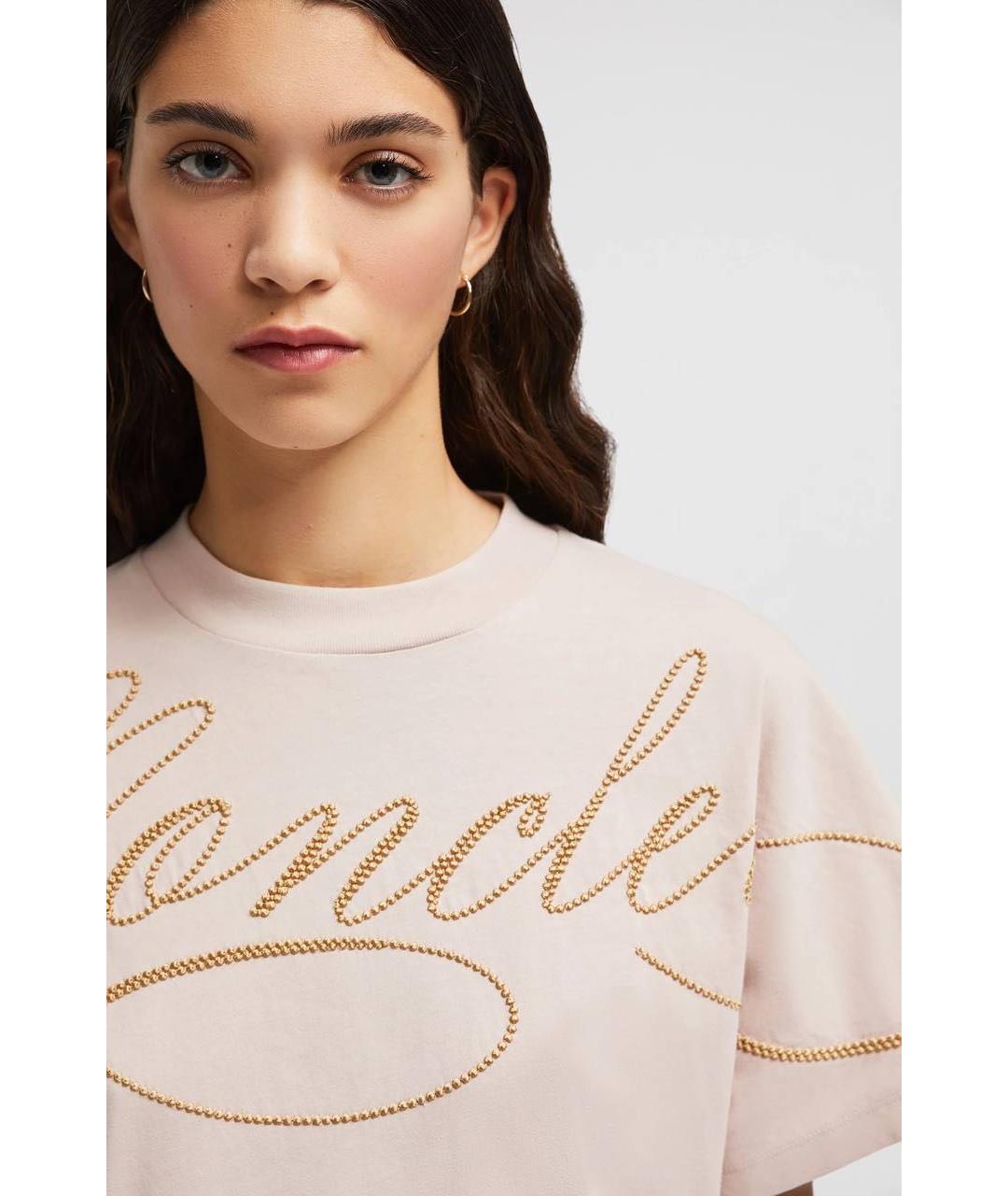 MONCLER Розовая хлопковая футболка, фото 4