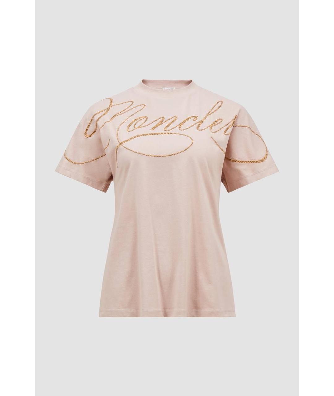 MONCLER Розовая хлопковая футболка, фото 8