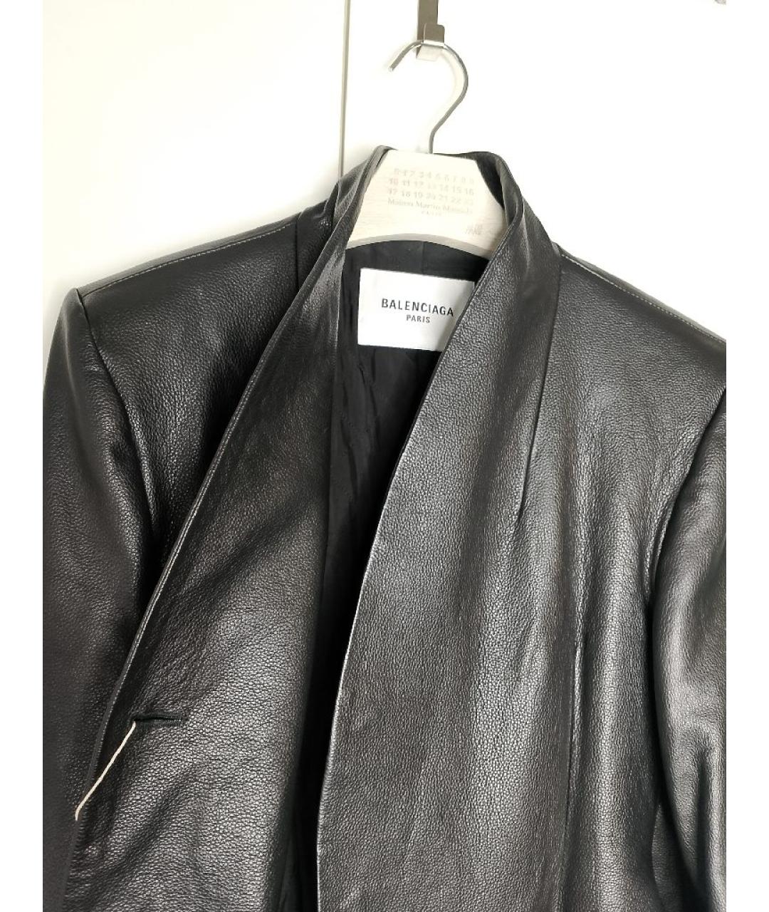 BALENCIAGA Черное кожаное пальто, фото 3