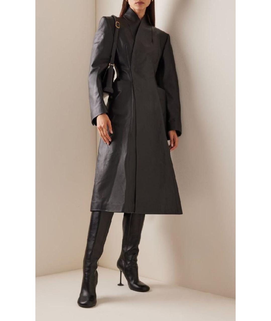 BALENCIAGA Черное кожаное пальто, фото 6