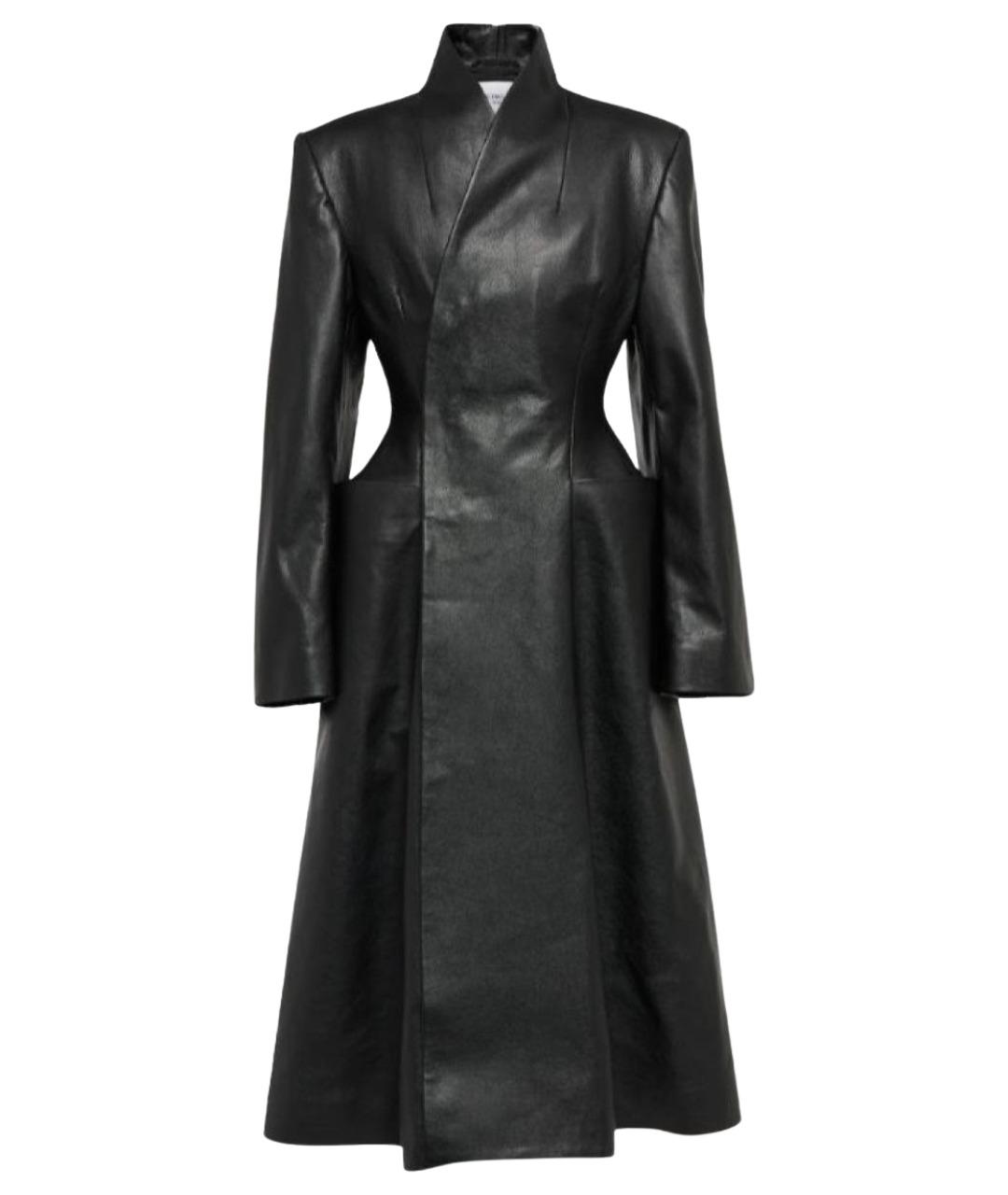 BALENCIAGA Черное кожаное пальто, фото 1