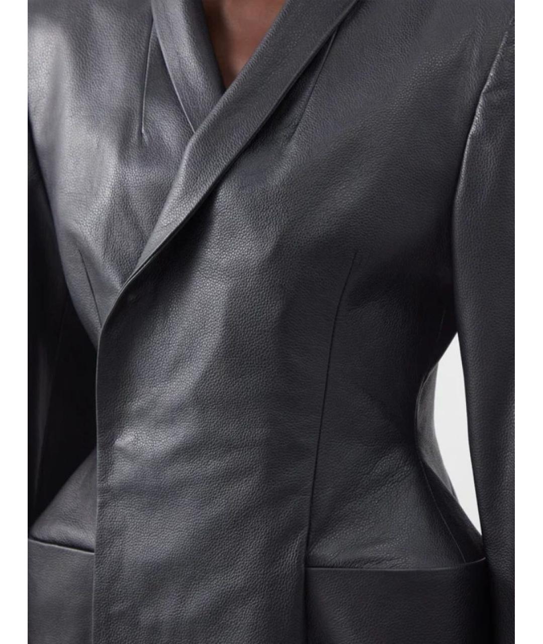 BALENCIAGA Черное кожаное пальто, фото 4