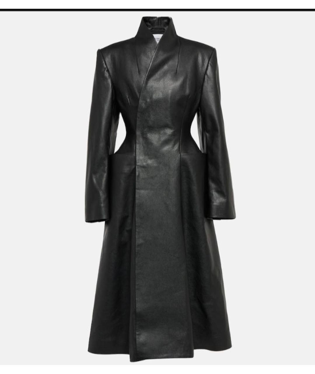 BALENCIAGA Черное кожаное пальто, фото 9