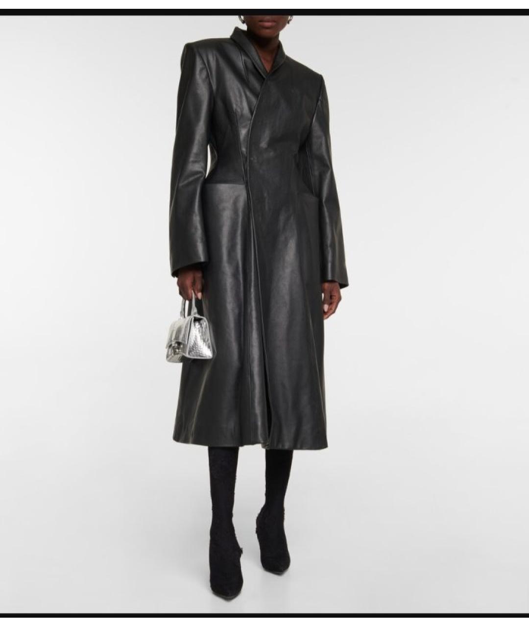 BALENCIAGA Черное кожаное пальто, фото 7