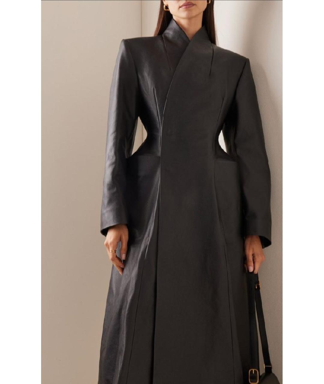 BALENCIAGA Черное кожаное пальто, фото 5