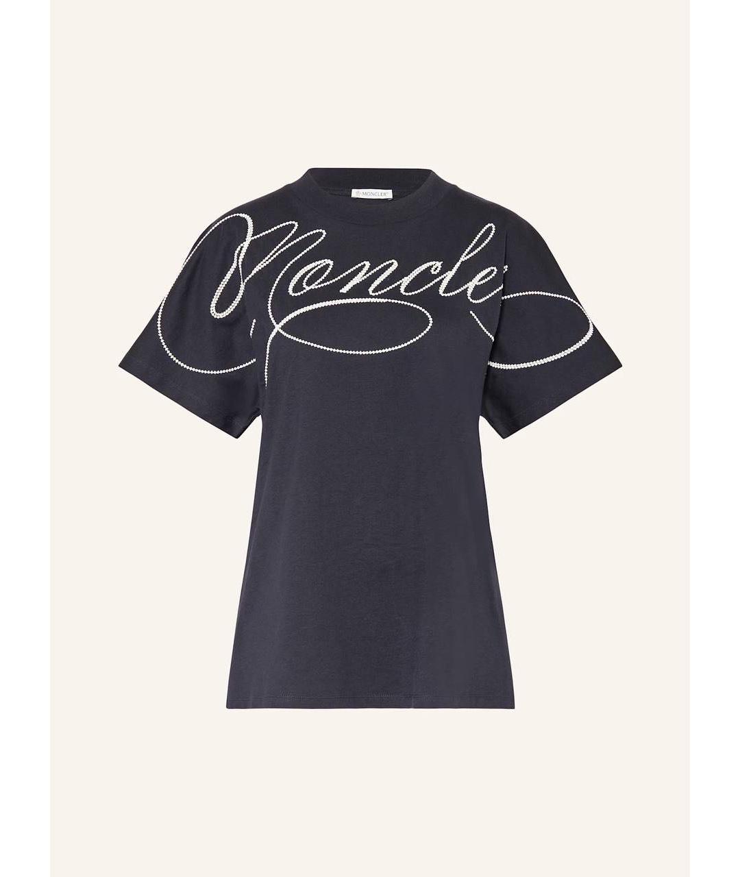 MONCLER Темно-синяя хлопковая футболка, фото 6