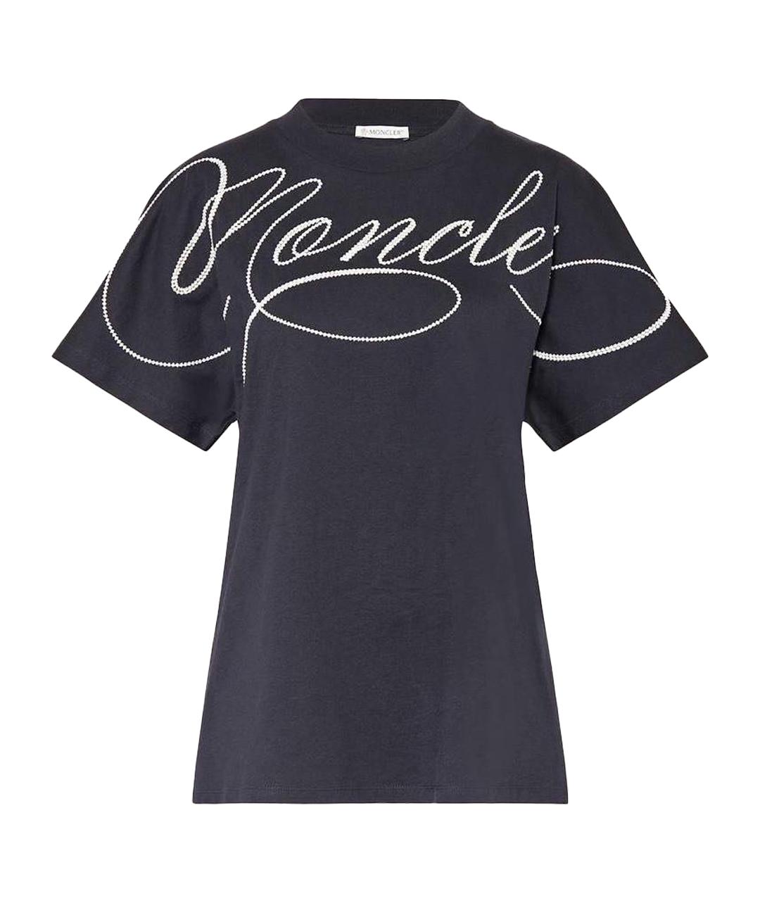 MONCLER Темно-синяя хлопковая футболка, фото 1