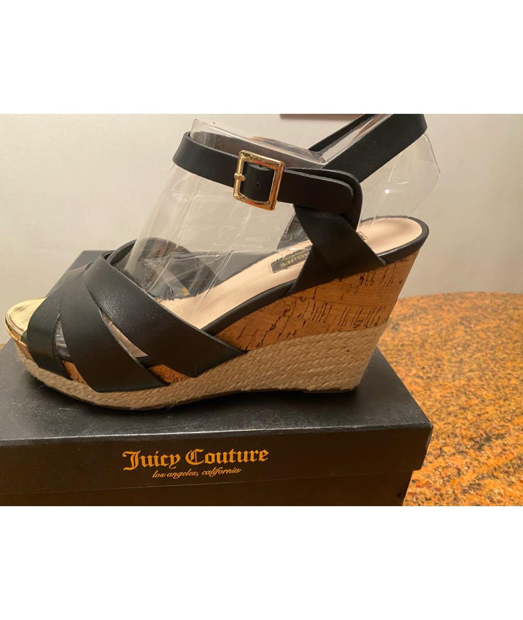 JUICY COUTURE Черные кожаные босоножки, фото 2