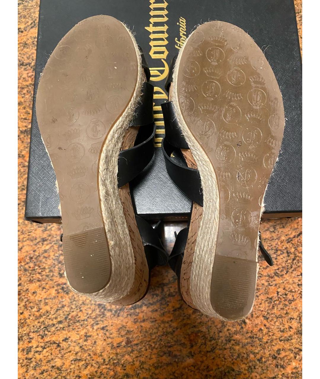 JUICY COUTURE Черные кожаные босоножки, фото 8