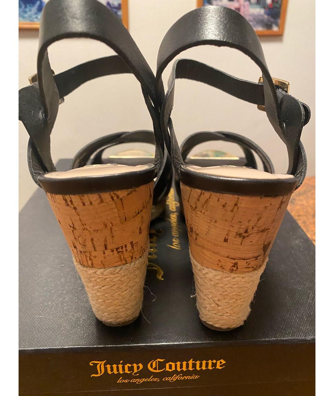 JUICY COUTURE Черные кожаные босоножки, фото 5