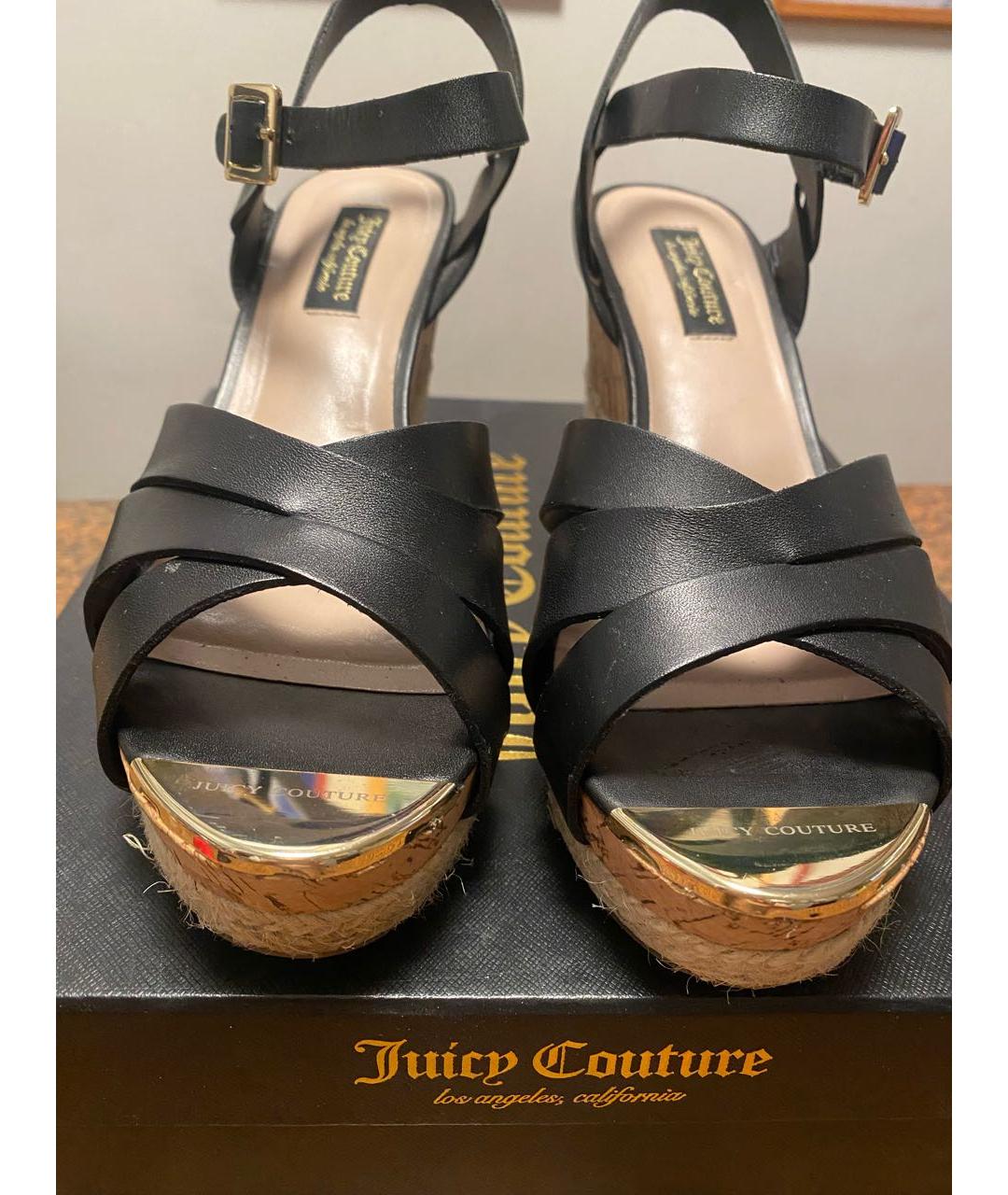 JUICY COUTURE Черные кожаные босоножки, фото 3