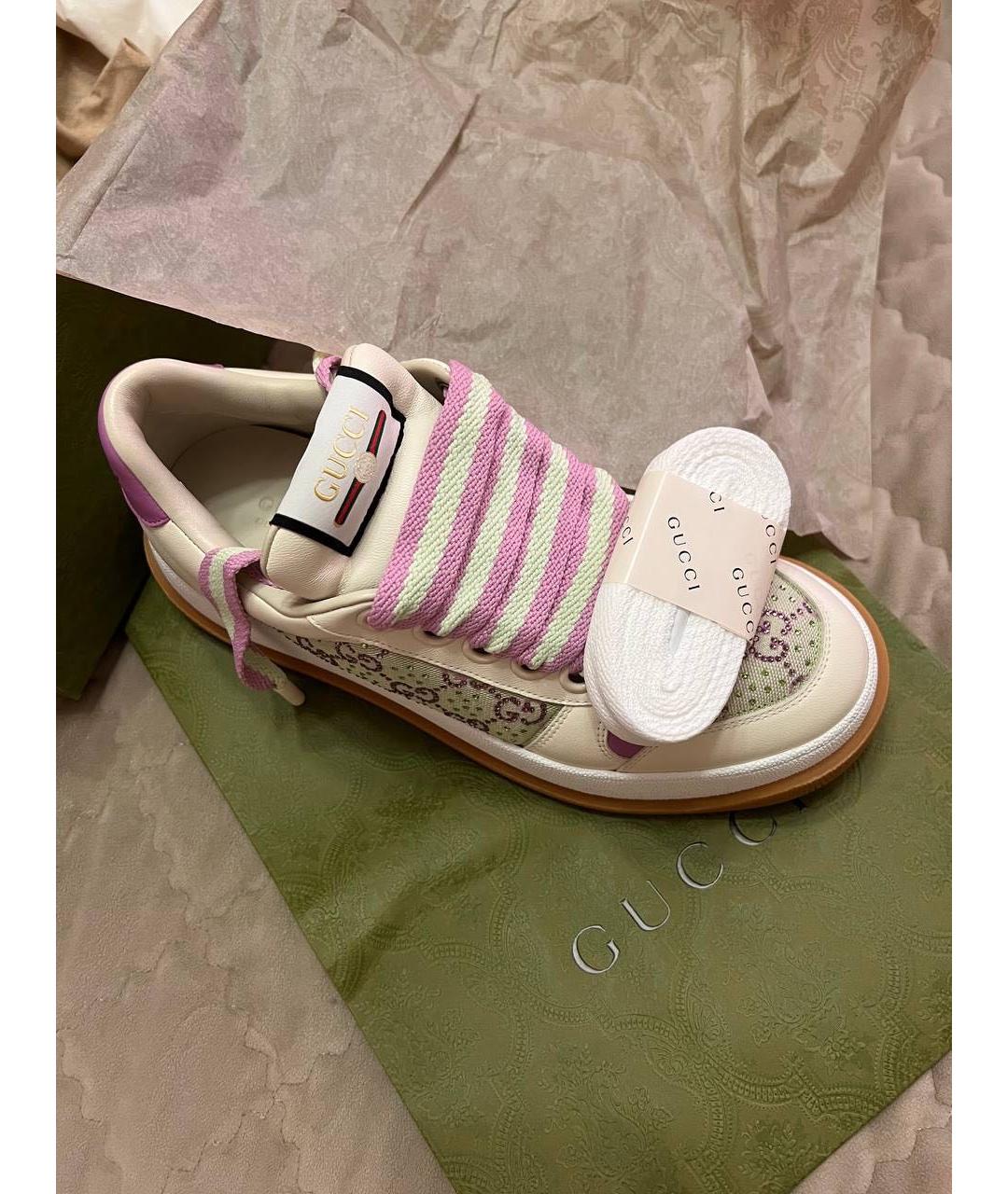 GUCCI Бежевые кожаные кеды, фото 3