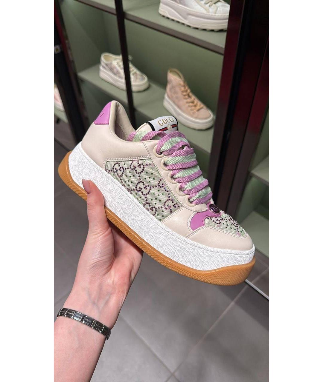 GUCCI Бежевые кожаные кеды, фото 2