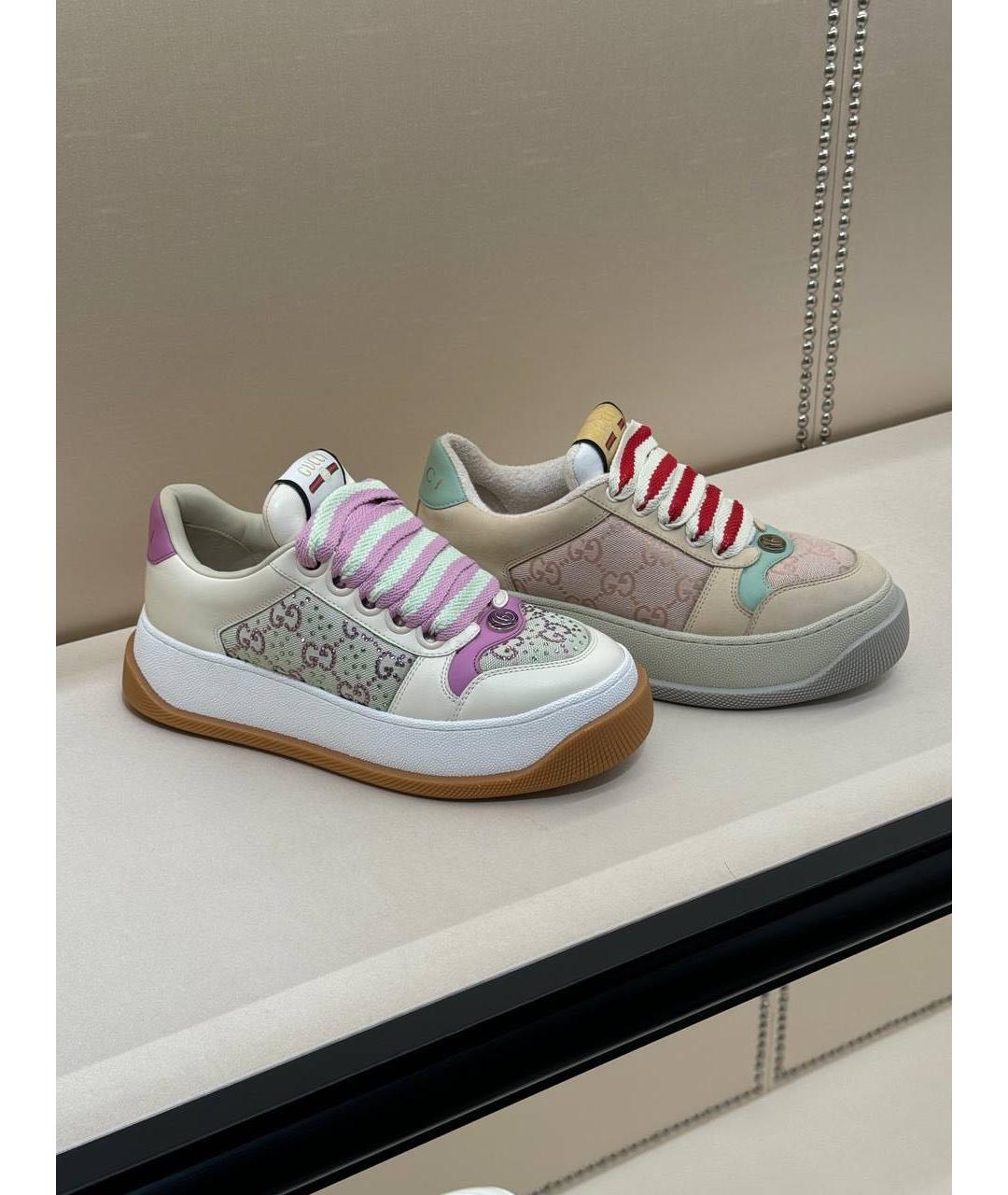 GUCCI Бежевые кожаные кеды, фото 4