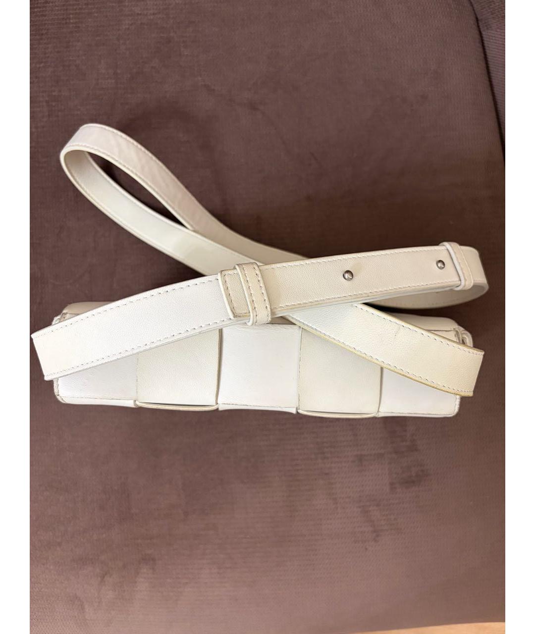 BOTTEGA VENETA Белая кожаная сумка через плечо, фото 7