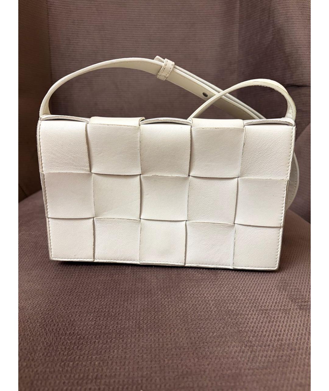 BOTTEGA VENETA Белая кожаная сумка через плечо, фото 9