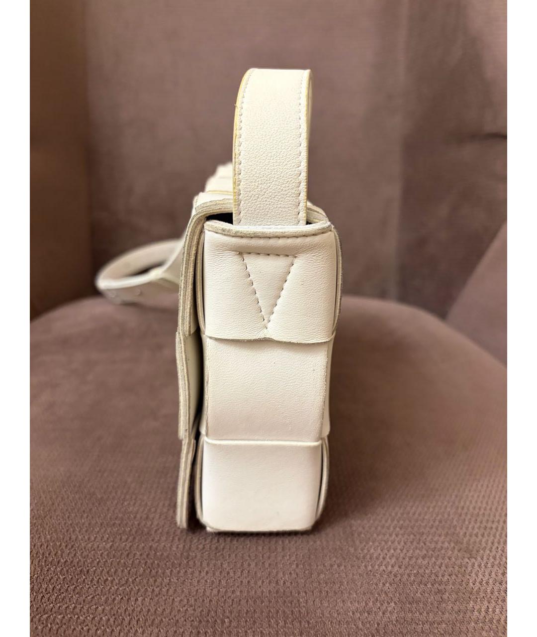 BOTTEGA VENETA Белая кожаная сумка через плечо, фото 6