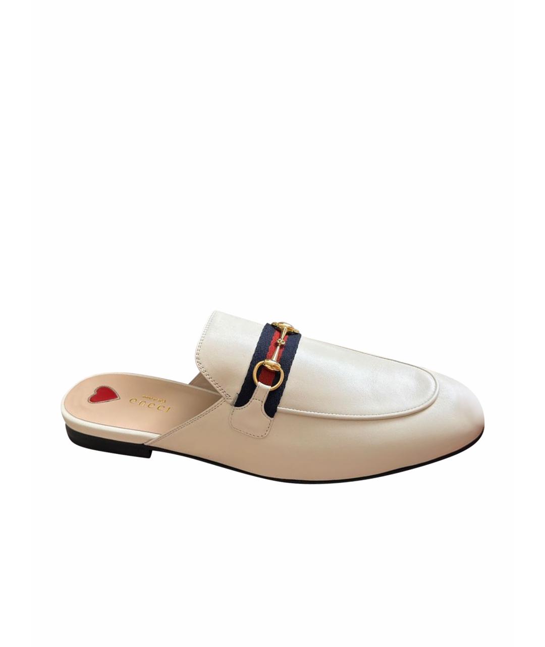 GUCCI Бежевые кожаные мюли, фото 1