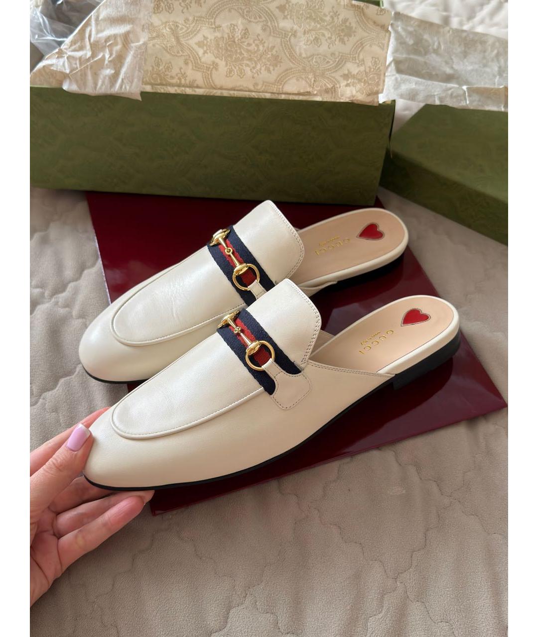 GUCCI Бежевые кожаные мюли, фото 5