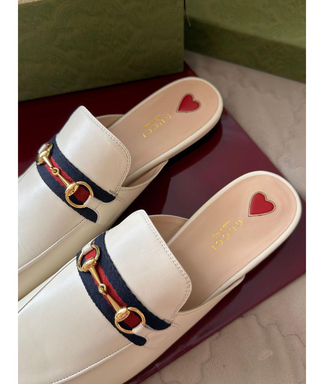 GUCCI Бежевые кожаные мюли, фото 3