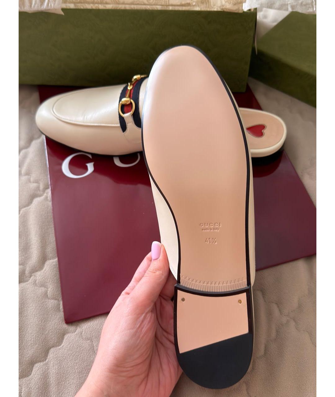 GUCCI Бежевые кожаные мюли, фото 4