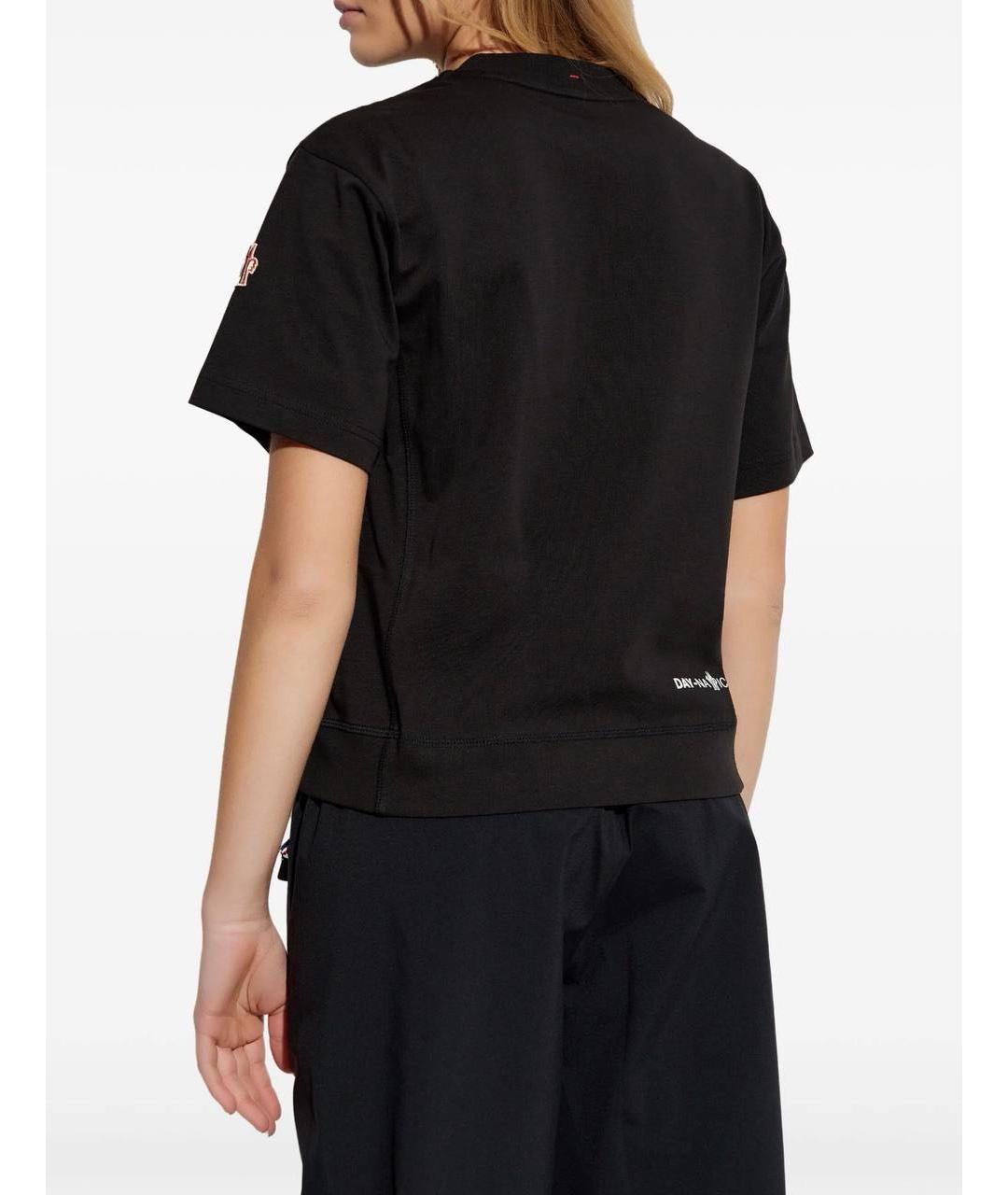 MONCLER Черная хлопковая футболка, фото 4